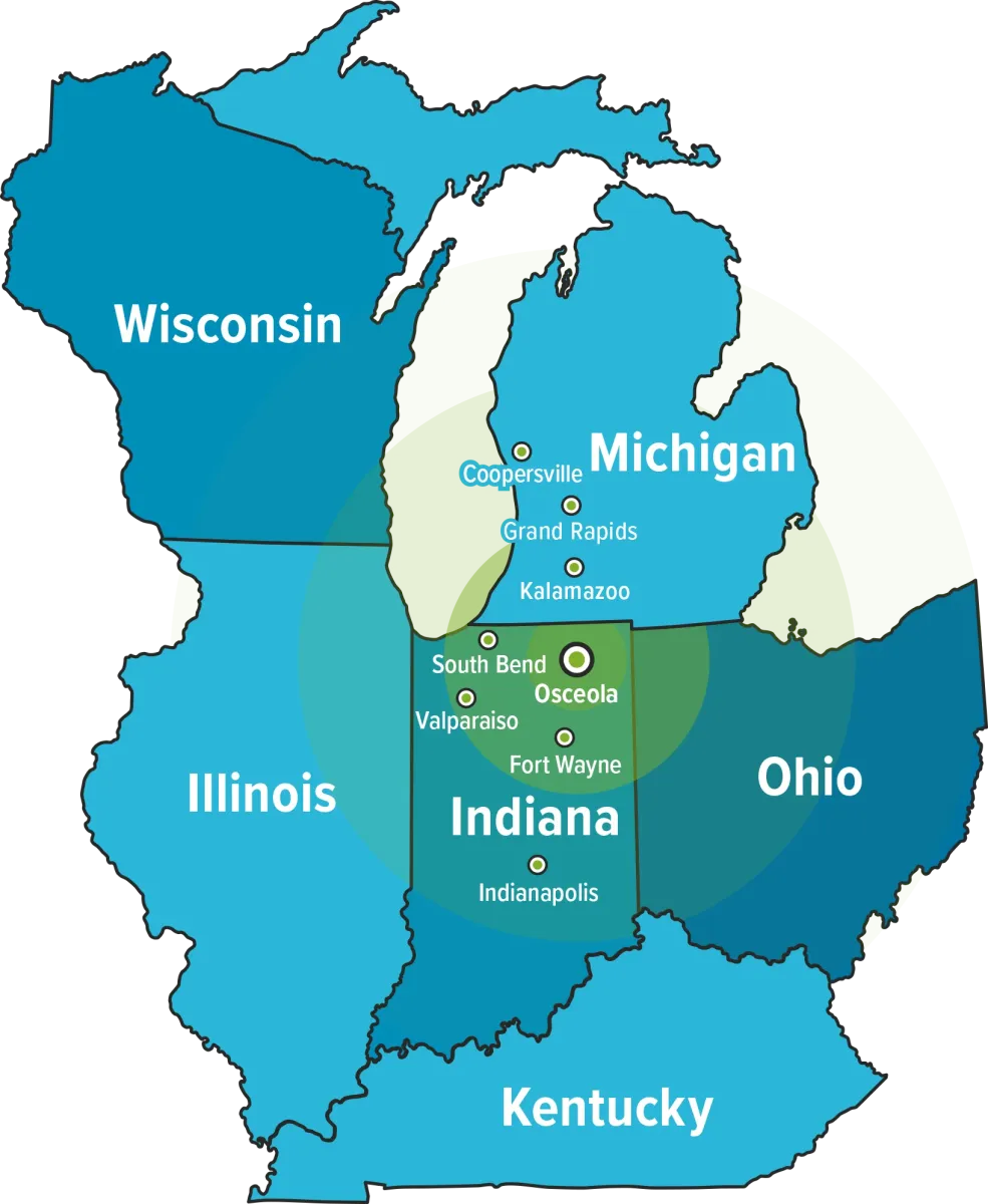 Service Area Map Midwest